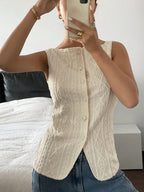 Camisa sin mangas texturizada