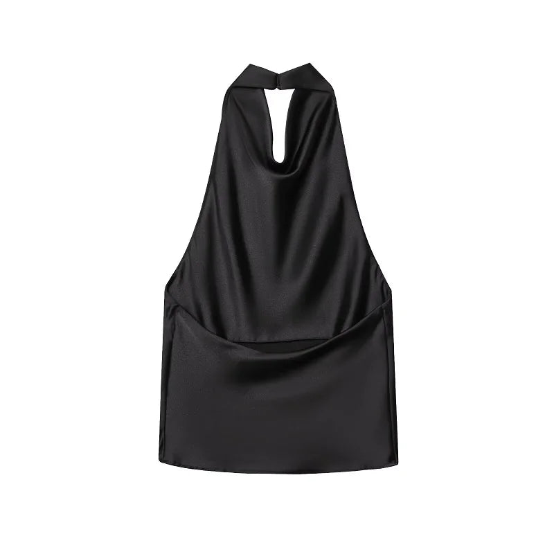 Top halter satinado