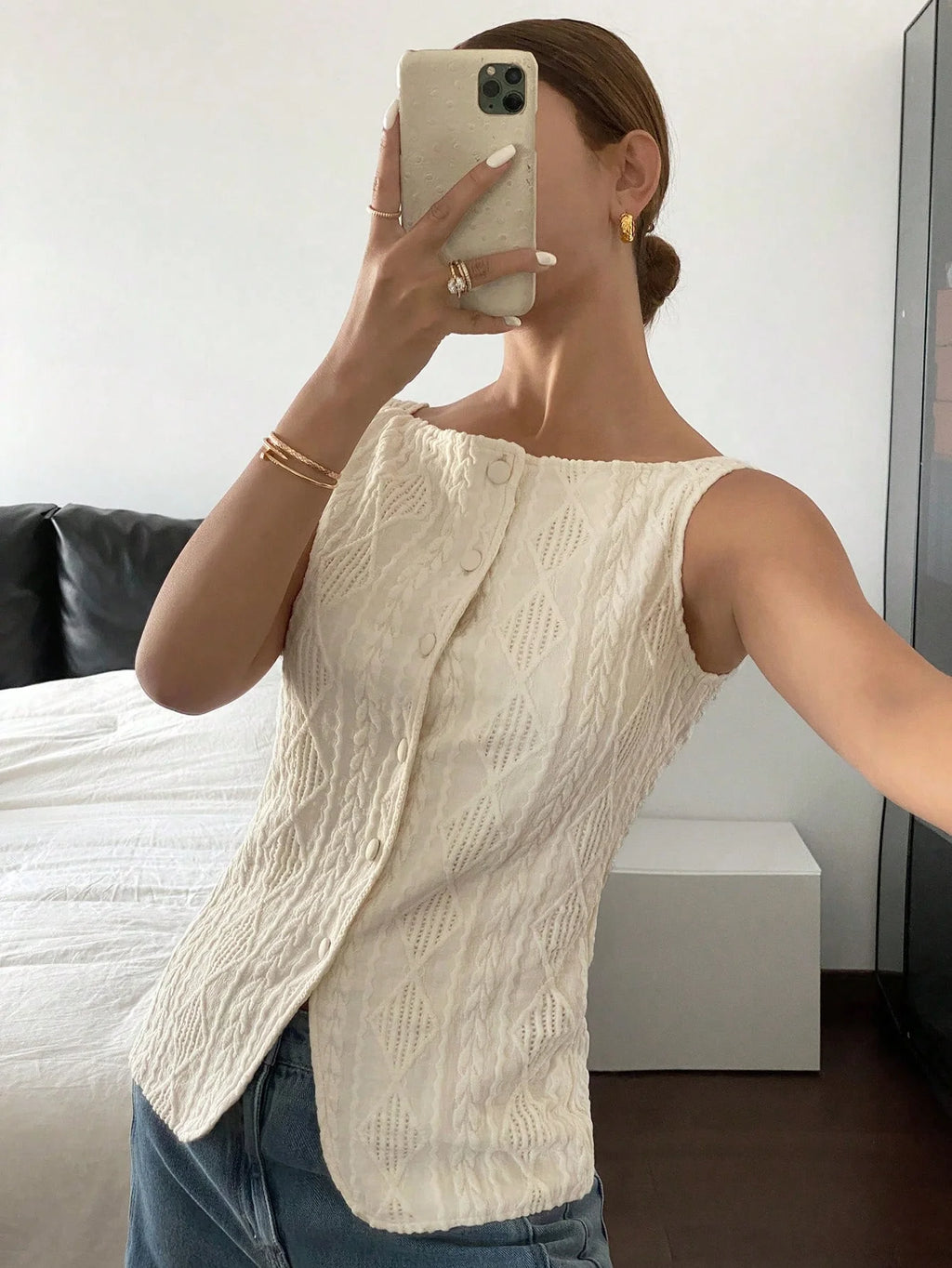 Camisa sin mangas texturizada