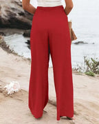 Pantalón Fluido de Cintura Fruncida