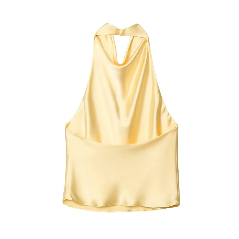 Top halter satinado