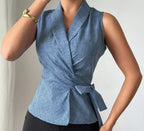Chaleco camisero con lazo