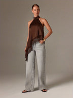 Top halter asimétrico