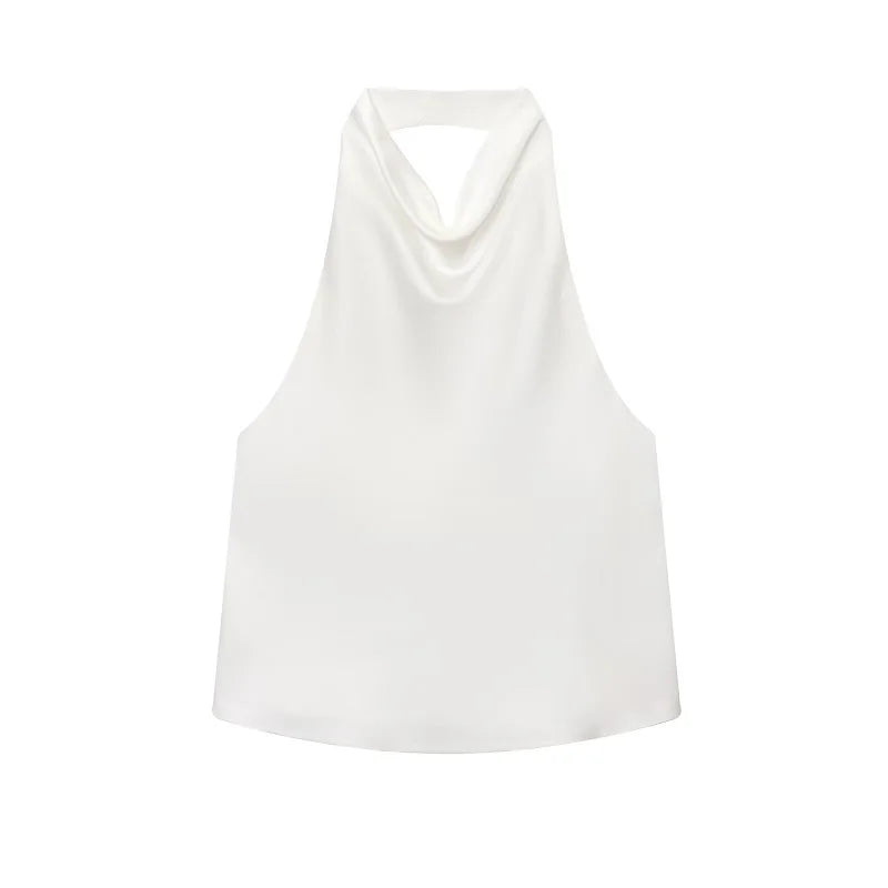 Top halter satinado