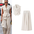 Conjunto chaleco y pantalón amplio
