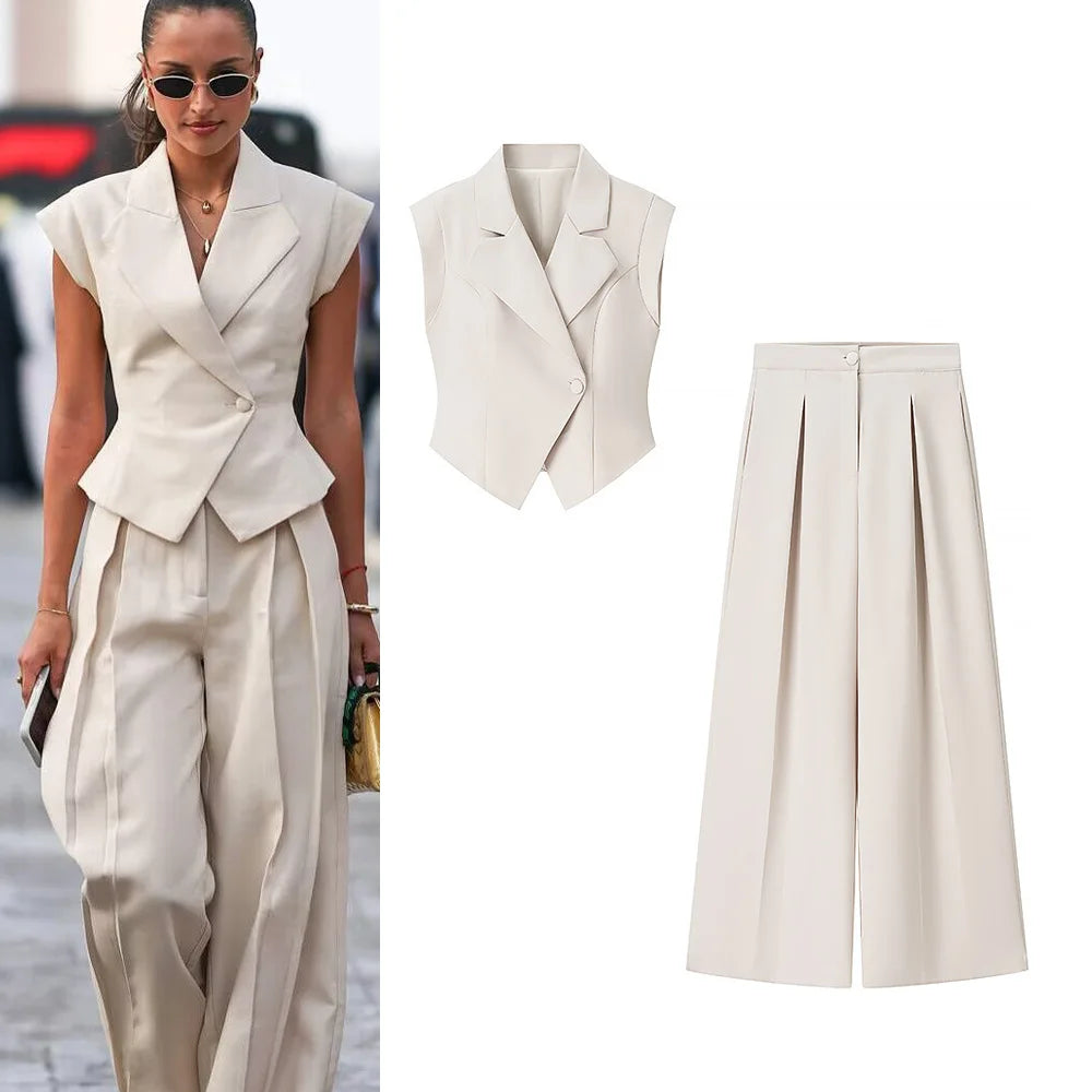Conjunto chaleco y pantalón amplio