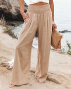 Pantalón Fluido de Cintura Fruncida