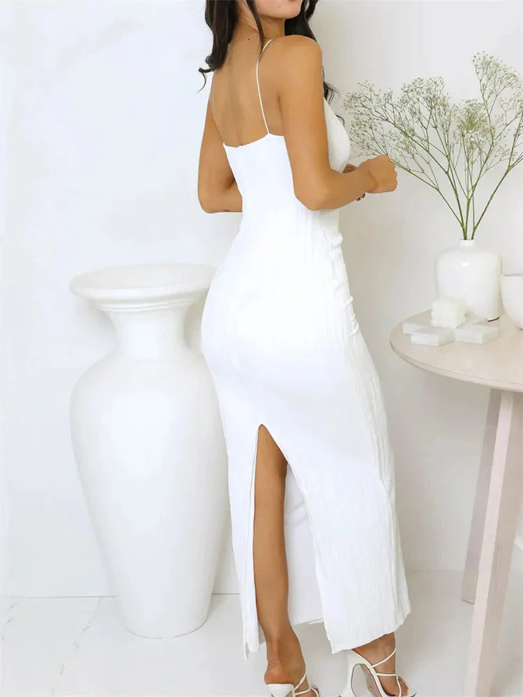 Vestido largo fruncido