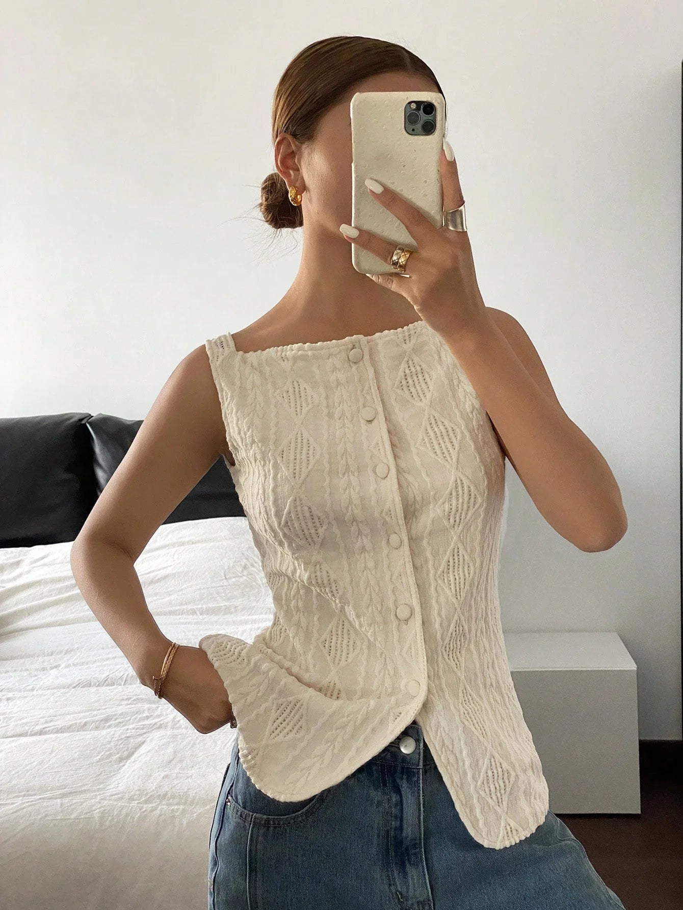 Camisa sin mangas texturizada