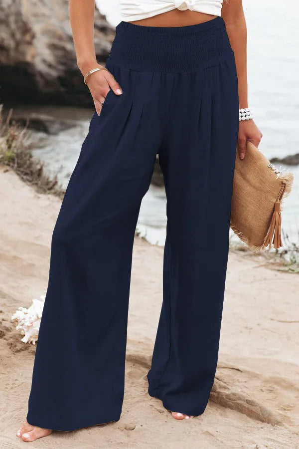 Pantalón Fluido de Cintura Fruncida