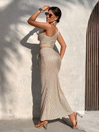 Conjunto plisado con falda sirena