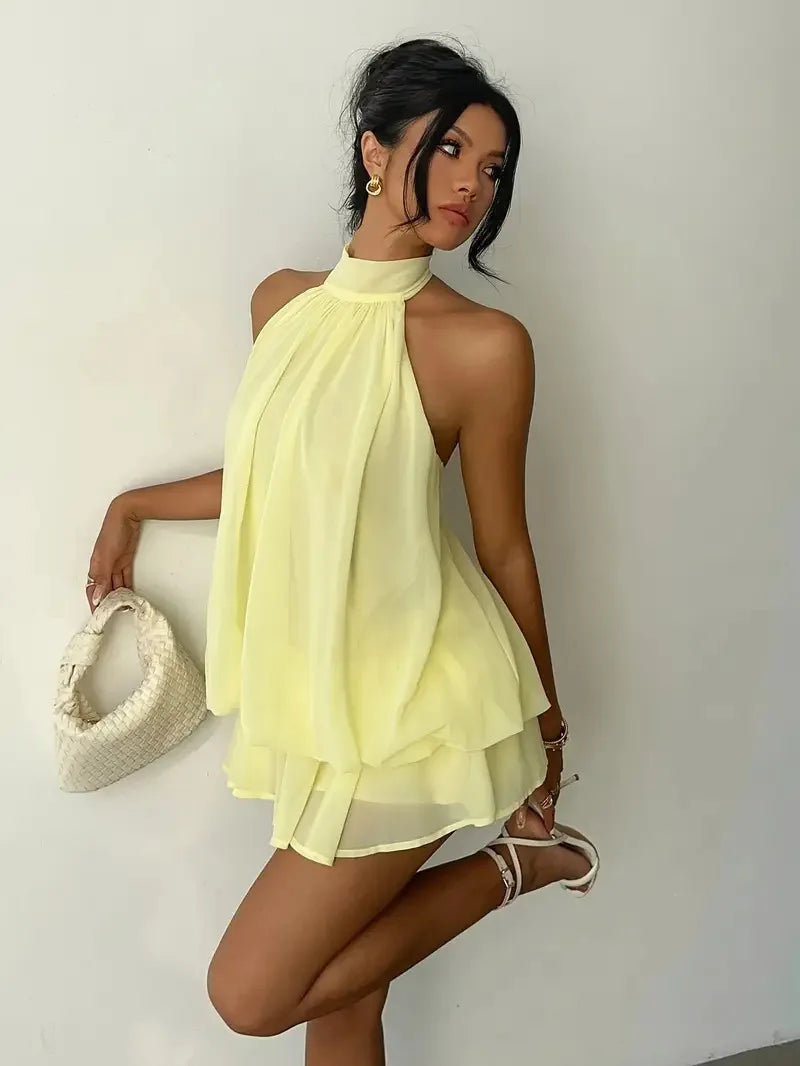 Vestido Mila Halter Espalda Descubierta