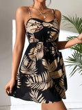 Vestido corto estampado hombros descubiertos