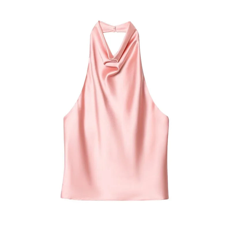 Top halter satinado
