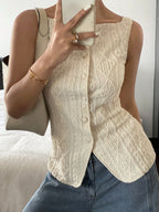Camisa sin mangas texturizada