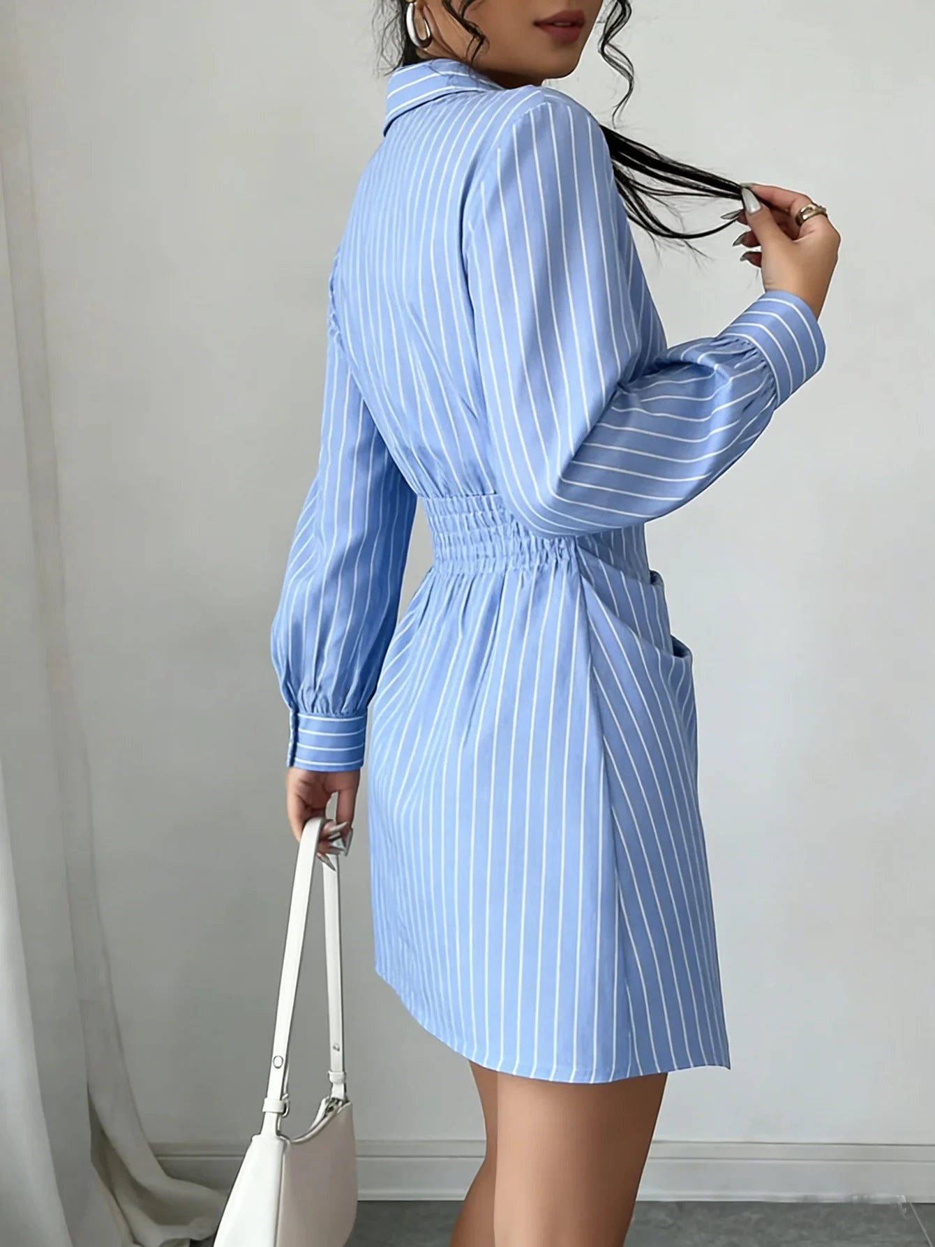 Vestido camisero de rayas