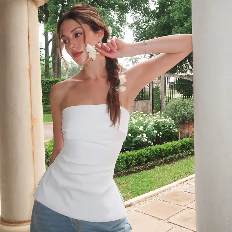 Top bandeau fruncido
