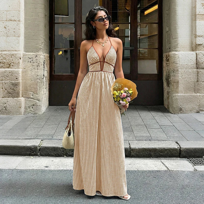 Vestido largo de rayas