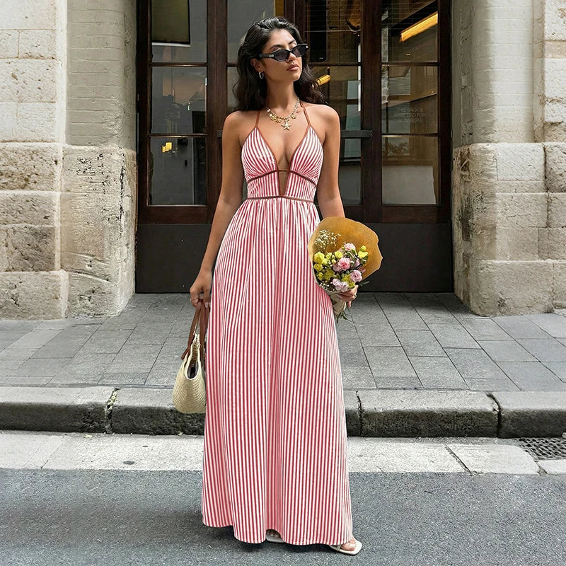 Vestido largo de rayas